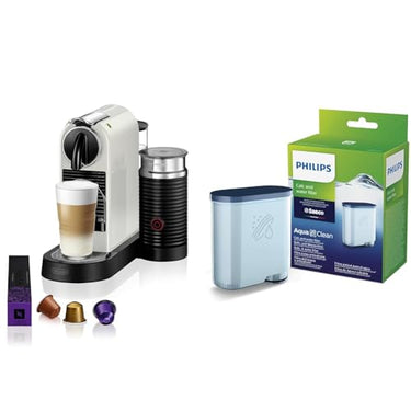 NESPRESSO De'Longhi Citiz EN267.WAE Kaffeekapselmaschine mit Milchaufschäumer & Philips AquaClean Kalk- und Wasserfilter für Espressomaschine, Kein Entkalken bis 5000 Tassen, Einzelpack im Sale